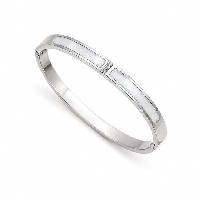 White Shadow Bangle Silver