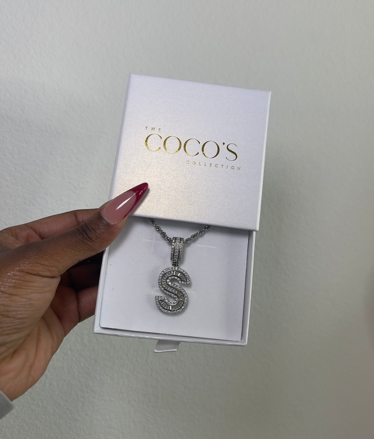 Coco's Icy Baguette Initial Necklace