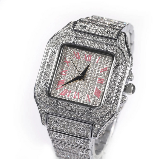 Millionaire Square Face Watch "Pinky/Silver”